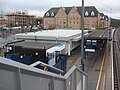 Main building on Platform 1, with a snack bar in the foreground