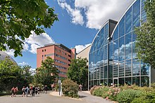 Campus view of the University of Applied Sciences Jena (building 4 and dormitory)