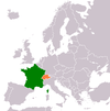 Location map for France and Switzerland.