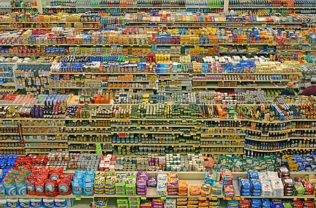 Fred Meyer supermarket shelves, by lyzadanger (edited by Diliff)