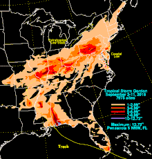 Map of rainfall associated with Gordon and its extratropical remnants