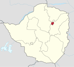 Location of Harare Province in Zimbabwe