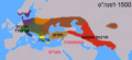 מקורן של שפות הודו-אירופיות לפי ההיפותזה הקורגנית (1500 לפני הספירה)