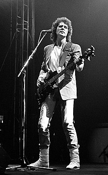 Illsley playing with Dire Straits on their Brothers in Arms Tour, 10 May 1985, Belgrade, Serbia