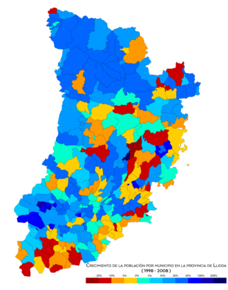 Crecimiento de la población entre 1998 y 2008