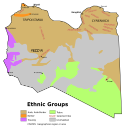 التكوين العرقي لسكان ليبيا في 1974 (خريطة للسي آي أيه)