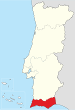 Localisation de la région de l'Algarve sur la carte du Portugal