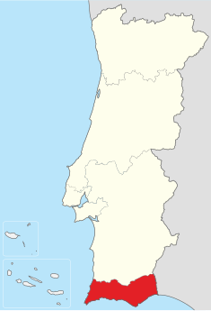 Location of the Algarve Region in context of the national borders