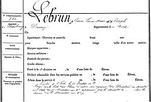 Fiche matricule de Louis Lebrun (collections de l'École polytechnique)