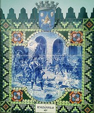 Manuelinho revolt- azulejo by Jorge Colaço at Évora railway station