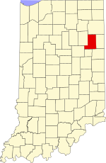 Wells County's location in Indiana
