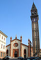 Il campanile e la chiesa parrocchiale di Mede