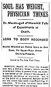 1907}} : « L'âme aurait une masse, selon un médecin »