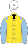 Yellow, light blue epaulets and sleeves, white cap