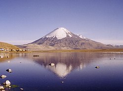 Parinacota (volcano) and Chungara lake