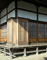 Sliding doors and the to-bukuro compartments into which they stack at a Zen Buddhist temple in Japan