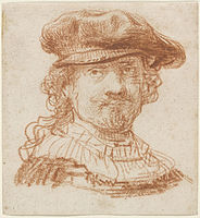 Red chalk, c. 1637, National Gallery of Art, Washington. The drawing seems to be done largely from the top down, without sharpening the chalk.[51]