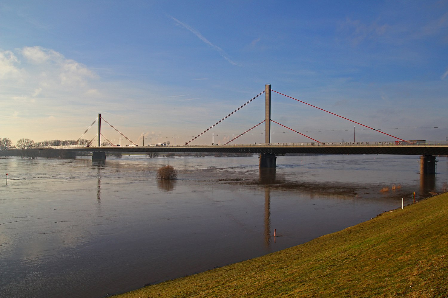 Rhine bridge at Leverkusen during winter