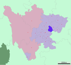 Location of Suining in Sichuan