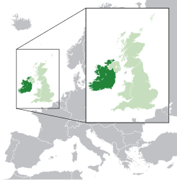 Location of Southern Ireland {{{1}}}  (dark green) in the United Kingdom (green)