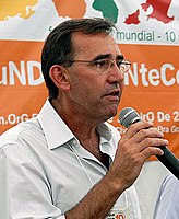 Ex-prefeito Tarcísio Zimmermann, no Fórum Social Mundial, em 2010.