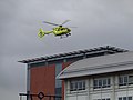 Yorkshire Air Ambulance helicopter landing on the roof of the Leeds General Infirmary