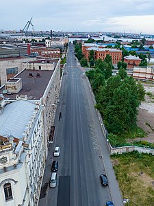 Вид на линию с воздуха от проходной Балтийского завода на запад