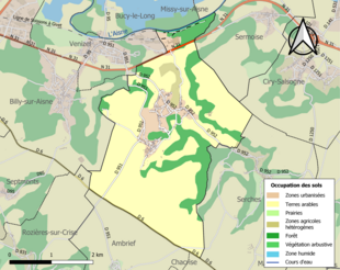 Carte en couleurs présentant l'occupation des sols.