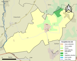 Carte en couleurs présentant l'occupation des sols.