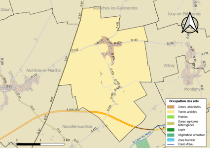 Carte des infrastructures et de l'occupation des sols de la commune en 2018 (CLC).