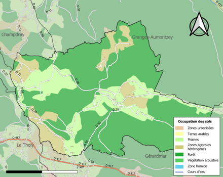 Carte en couleurs présentant l'occupation des sols.