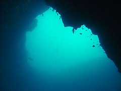 The natural arch at Cathedral dive site