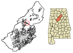 Location of County Line in Blount County and Jefferson County, Alabama.