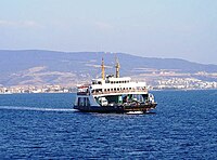 A ferry going from the town of Çanakkale to Gallipoli peninsula