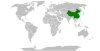 Location map for China and Eswatini.