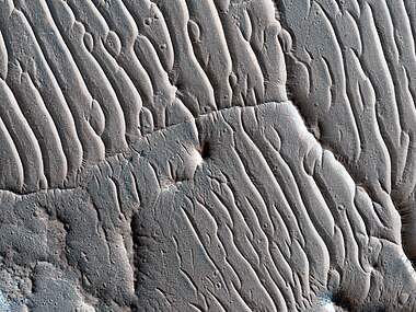 Close view of ridges. This picture was named HiRISE picture of the day on March 29, 2024.