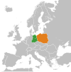 Location map for East Germany and Poland.