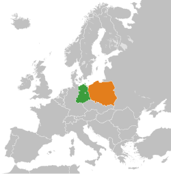 Map indicating locations of East Germany and Polish People's Republic