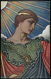 Tête de Minerve, Elihu Vedder, 1896, étude préparatoire, huile sur toile, 125 × 80 cm.