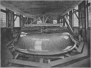 Illustration of the grinding system with a bogie, whereby the grinding frame had the outer negative shape of the outer shell