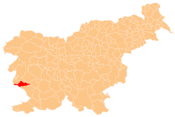 Location of the Municipality of Komen in Slovenia