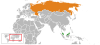 Location map for Malaysia and Russia.