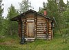 The Oahujoki wilderness hut in Lemmenjoki National Park, Finland.