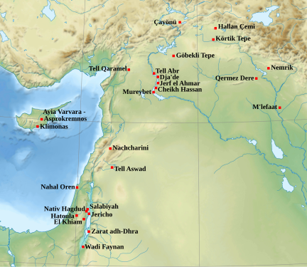 Carte du Moyen Orient avec localisation de divers lieux.