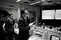 Dr. Lubos Kohoutek, discoverer of the Comet Kohoutek, speaks to the Skylab 4 crew via radio-telephone in the Mission Operations Control Room in the Mission Control Center during a visit to JSC.