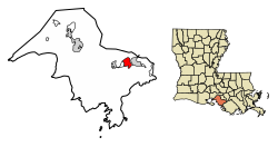 Location of Berwick in St. Mary Parish, Louisiana.