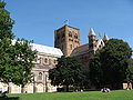 St Albans Cathedral England, demonstrates the typical alterations made to the fabric of many Romanesque buildings in different styles and materials.