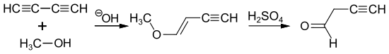 Synthese von 3-Butinal aus Diacetylen and Methanol