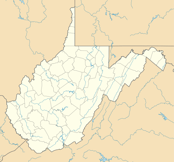 Map of most West Virginia state parks named and marked by a dot