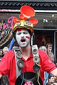 A participant with creative headgear